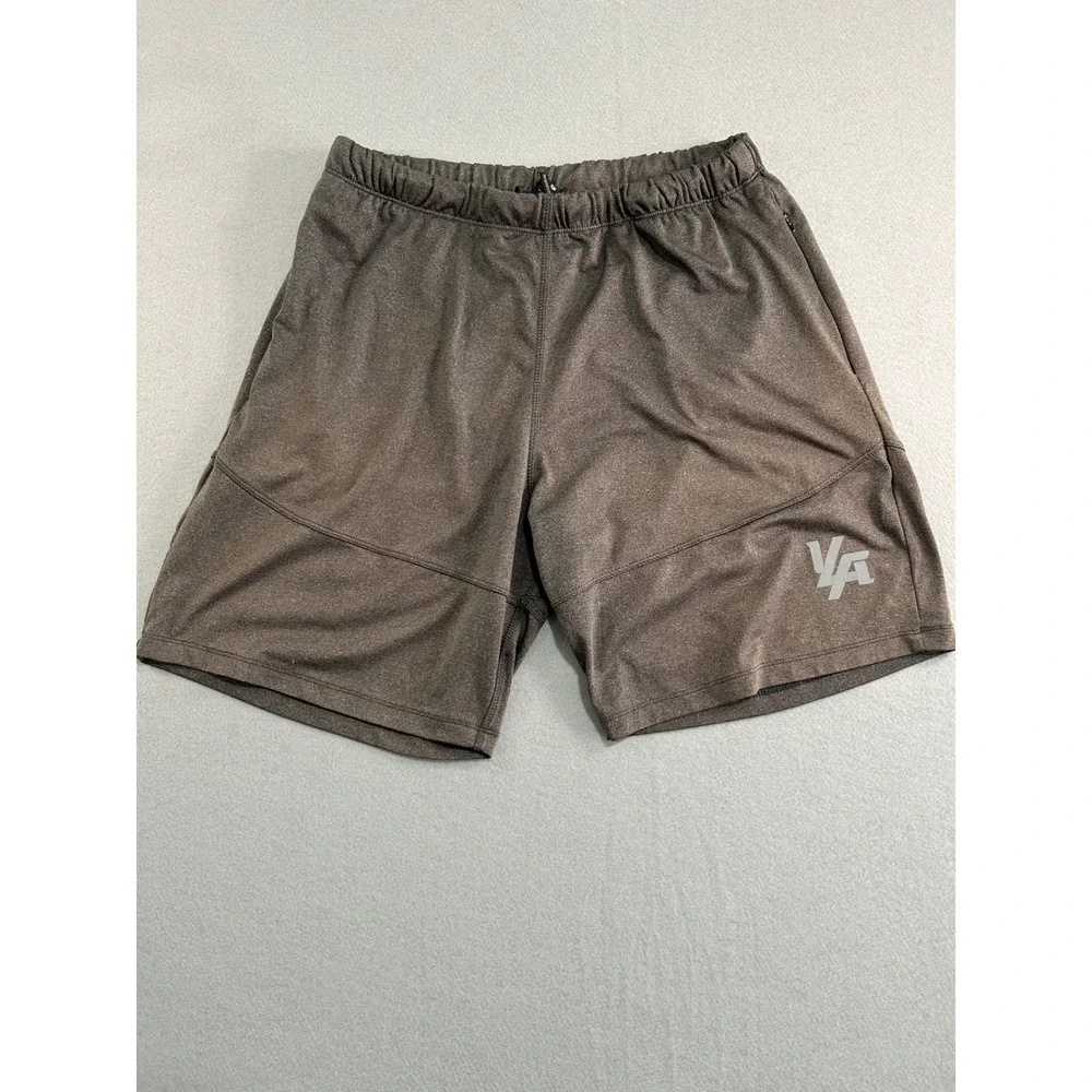 YoungLA Athletic Shorts Mens Size Large Gray Zipper Pockets Reflective Logo